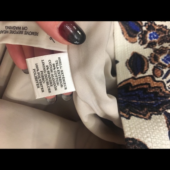 Ann Taylor floral navy & brown pencil skirt 0 NWOT - Picture 6 of 8